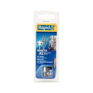 Nituri cu cap larg Rapid diametru 4.8mm x 20mm, aluminiu, burghiu metal HSS inclus, 25 buc set 5000667