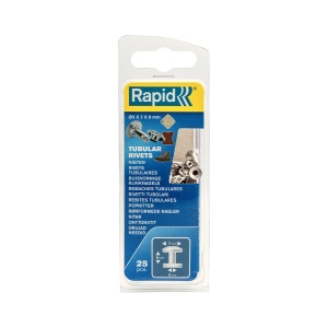 Nituri tubulare Rapid diametru 7mm, inaltime 9mm, capac diametru 7mm, inaltime 3mm, otel, sistem de fixare inclus, 25 perechi set 5000414