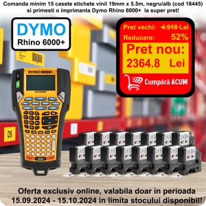 Pachet Promotional 15 casete etichete vinil 18445 negru alb si Dymo Rhino 6000+