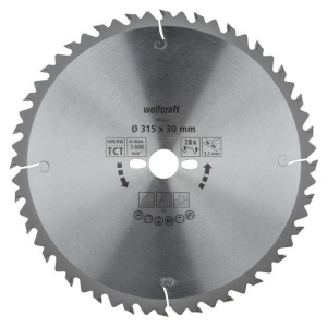 Panza pentru fierastrau circular de masa Wolfcraft 6664000, diametru 315 mm, diametru interior disc 30 mm, latime taiere 3.2 mm, 28 dinti, seria verde.