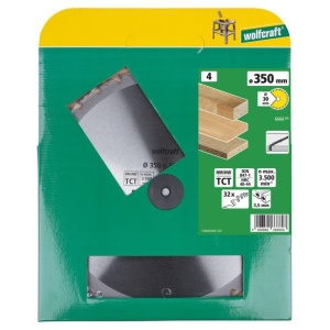 Panza pentru fierastrau circular de masa Wolfcraft 6666000, diametru 350 mm, diametru interior disc 30 mm, latime taiere 3.5 mm, 32 dinti, seria verde. - Img 2