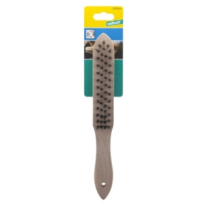 Perie de mana Wolfcraft 2723000, sarma otel ondulat 4 randuri, 280 mm, maner lemn, lungime sarma 23 mm, lungime armatura 140 mm - Img 5