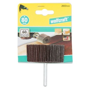Perie lamelara Wolfcraft 2033000, granulatie 60, ax prindere 6 mm, D 80x30 mm - Img 2