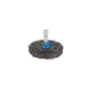 Perie tip disc cu fir ondulat Wolfcraft 2710000, D 50 mm, tija hexagonala 1/4", grosime sarma 8 mm