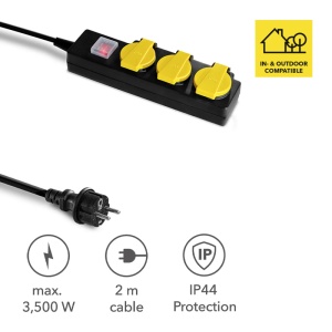 Prelungitor cu capace de protectie si comutator, 3 prize, 3x1.5mm / 2m, 230V, Trotec, tip PVP3 - Img 3