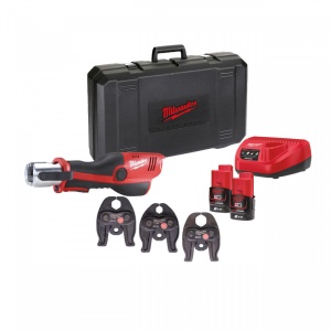 Presă hidraulică Milwaukee M12 HPT-202C TH-SET, preseaza fitinguri 12-35 mm, livrata cu acumulatori, valiza, include bacuri de 16/20/32 mm