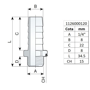 Racord cu filet exterior 1/4" si bradut 8 mm, tip 370/2 - Img 2