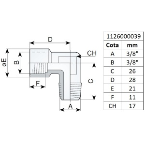 Racord tip "L" filet interior-exterior 3/8", tip 265/3 - Img 2