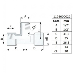 Racord tip T filet int.-ext.-int. 1/2", tip 255/4 - Img 2