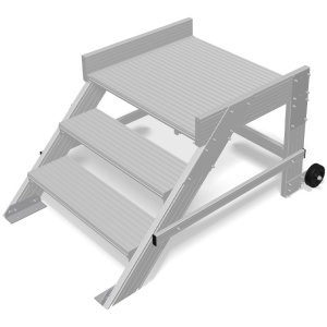 Scara cu podest mobila, 3 trepte, latime 600mm, inaltime platforma 0.6m, inaltime de lucru 2.6m - Img 1
