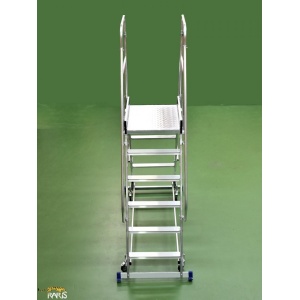 Scara mobila cu platforma, din aluminiu, dubla, la 70°, roti cu arc, produs RARIS, tip PDRA - Img 2