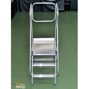 Scara mobila cu platforma, din aluminiu, la 70°, roti laterale, produs RARIS, tip PSA - Img 4