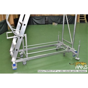 Scara mobila cu platforma, din aluminiu, la 70 grade, cu maneta, produs RARIS, tip SPLR70 - Img 4