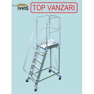 Scara mobila cu platforma, din aluminiu, la 70 grade, roti cu frana, produs RARIS - tip SPL70 - Img 9