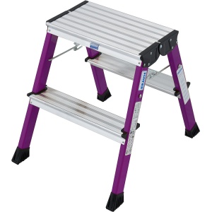 Scara mobila Monto Rolly mov dubla 2x2 trepte, cu roti retractabile automat - Img 1