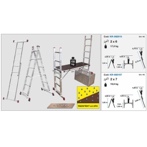 Scara / schela mobila Corda, aluminiu, 7 trepte - Img 2