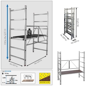 Schela pliabila Corda 0,5 x 1,25m, aluminiu, inaltime lucru 2,8m - Img 3