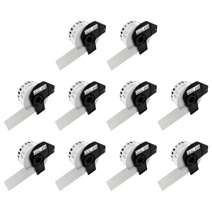 Set 10 Etichete medii modul continuu DK-22225 albe 38mm x 30.48m suport plastic inclus compatibile Brother DK-22225 DK22225