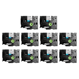 Set 10 Etichete SG compatibile Brother TZe-221 9mm x 8m Negru Alb Sanco Grup SG