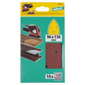 Set 10 foi abrazive Wolfcraft 1763000, Gr. 120, perforate, cu scai, 136x96 mm - Img 2