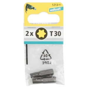 Set 2 biti pentru insurubat Wolfcraft 1213000, TX30, prindere E63, lungime 25 mm - Img 2