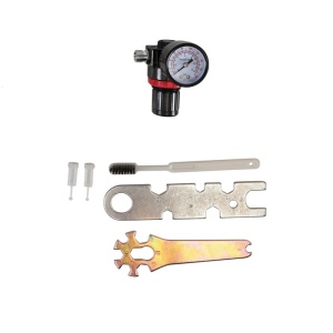 Set 2 pistoale de vopsit pneumatice HVLP + Regulator presiune + Perie - Img 4