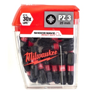 Set 25 buc cap surubelnita Pozidrive (PZ) PZ3 x 25 mm Milwaukee SHOCKWAVE - Img 3