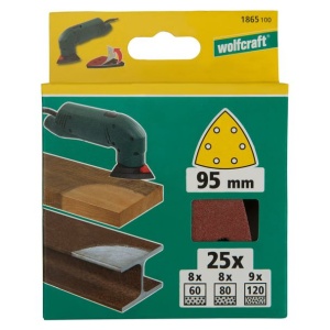 Set 25 foi abrazive autoadezive delta Wolfcraft 1865100, Gr. 60, 80, 120, 95 mm - Img 2