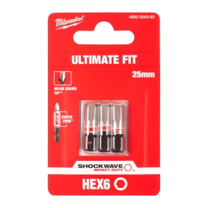 Set 3 biti de impact Milwaukee Shockwave Impact Duty™, Hex6mmx25mm - Img 2