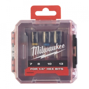 Set 4 chei tubulare magnetice Milwaukee, 1/4"Hex 7-13 mm - Img 2