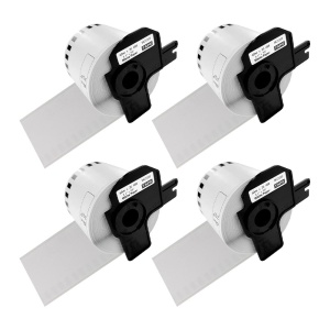 Set 4 Etichete modul continuu DK-22205 albe 62mm x 30.48m suport plastic inclus compatibile Brother DK-22205 DK22205