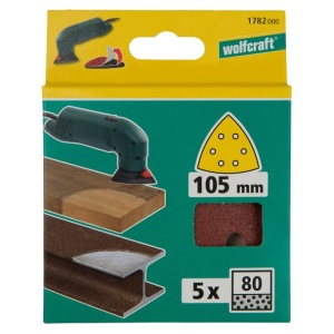 Set 5 foi abrazive autoadezive delta Wolfcraft 1782000, Gr. 80, 105 mm - Img 2