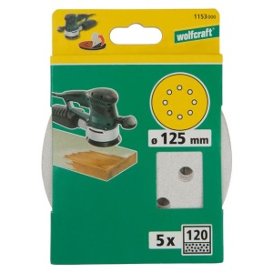 Set 5 foi abrazive Wolfcraft 1153000, prindere velcro, pentru vopsea/lac, D 125 mm, P120 - Img 2
