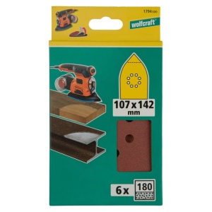Set 6 foi abrazive autoadezive Wolfcraft 1794000, Gr. 180, perforate, 107x142 mm cu scai - Img 2