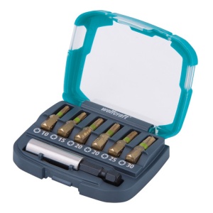 Set 7 piese biti Torx Wolfcraft, hex 1/4', L25 mm, adaptor magnetic, cutie plastic - Img 1