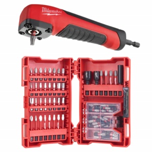Set 86 piese Milwaukee biti + adaptor la unghi de 90 grade