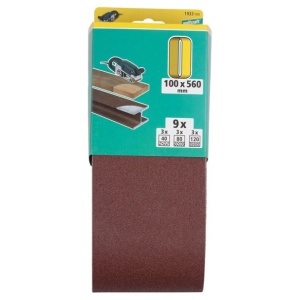 Set 9 benzi de slefuit Wolfcraft 1933100, pentru lemn si metale, Gr. A40, A80, A120, 100x560 mm - Img 2