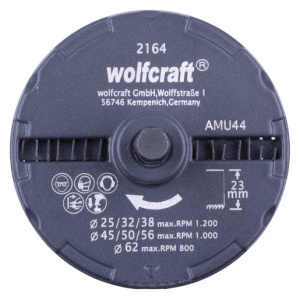 Set carote standard Wolfcraft 2164000, cu 7 carote cu diametre multiple:25, 32, 38, 45, 50, 56, 62 mm, adancime de taiere 23 mm, tija triunghiulara - Img 3