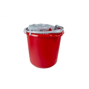 Set găleată plastic 10 L + storcător pentru mop roșie