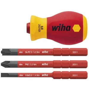 Set maner scurt SoftFinish cu trei biti, izolati 1000 V, WIHA, 4 piese - Img 1