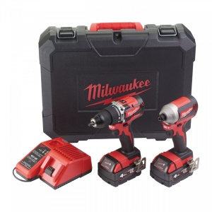 Set scule compacte cu motor fără perii cu acumulatori M18™ M18 CBLPP2A-402C ( KIT: 2 x M18 B4 Acumulator, M12-18 C Încarcător, Kitbox) - Img 2