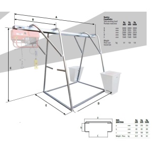 Stand metalic cu sina suport pt. Electropalane pana la 1000kg IORI-CAV1000 - Img 2