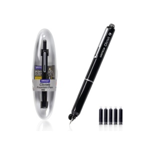 Stilou retractabil Writech corp negru + 5 patroane cu cerneală albastru