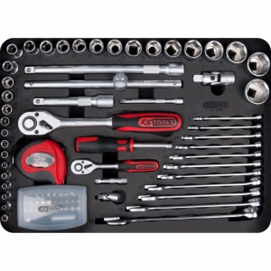 Troler cu scule universale, 1/4" + 1/2", 130 piese - Img 8