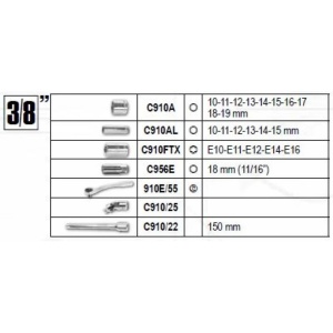 Trusa tubulare si accesorii cu actionare de 1/2", 3/8" si 1/4" BW 903E/C170 - Img 3
