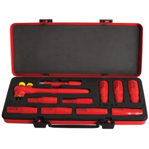 190VDE12P11L Capete chei tubulare lungi 1/2" izolate la 1000 V in cutie metalica, DIM 10 - 24 / 11 piese - 625166