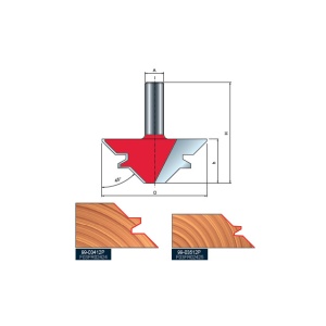 99- Freza profilata pentru imbinari la 45 grade, cu un dinte, placata CMS, Z=2, cu coada, D 55 - 99-03512P