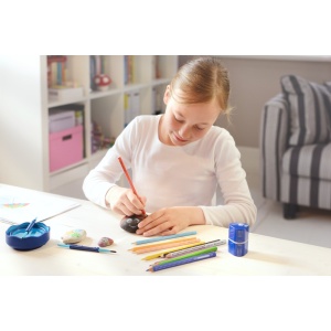 Ascuțitoare plastic triplă cu container grip 2001 roșie/albastră Faber-Castell - Img 8
