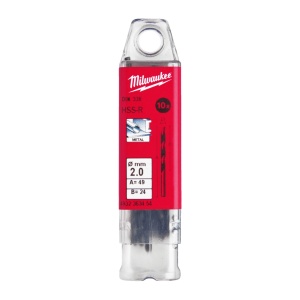 Burghie HSS Roluite pentru metal - DIN 338 - Milwaukee Ø 2x24x49 mm - set 10 buc - Img 2