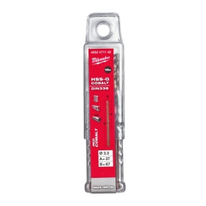 Burghie RED COBALT pentru metal - DIN 338 Milwaukee Ø 3.3x37x67 mm - set 10 bucati - Img 2